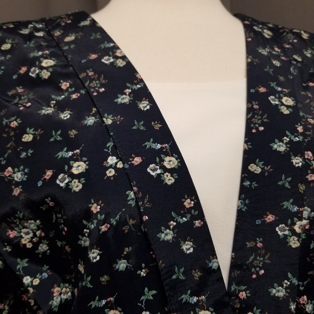 Vintage 80s Retro Cottagecore Ditsy Floral Belted Midi Dress L - Picture 3 of 10